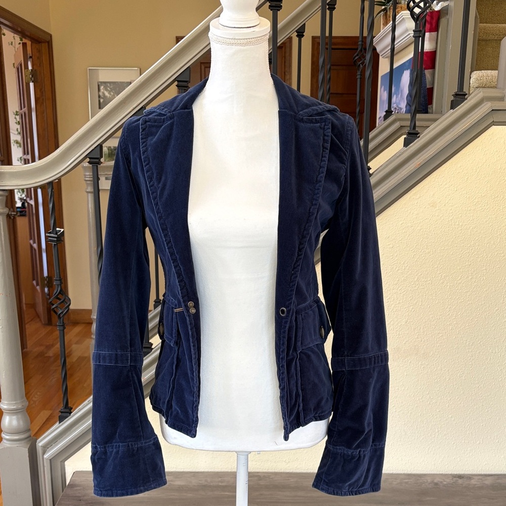 Twill Twenty Two Dark Blue Velvet Women's Blazer Size Small